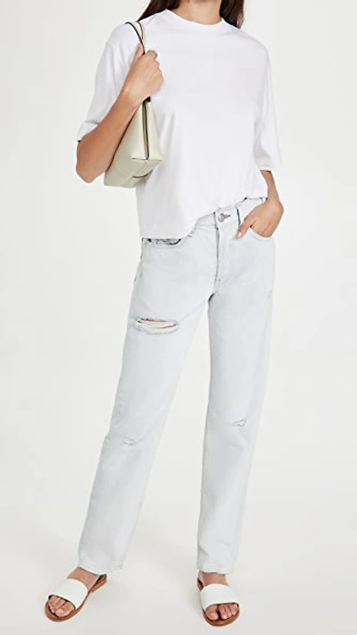Vince Wide-sleeve Pima Cotton Crop Tee In Optic White