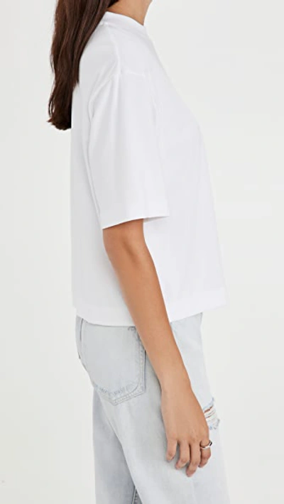 Vince Wide-sleeve Pima Cotton Crop Tee In Optic White