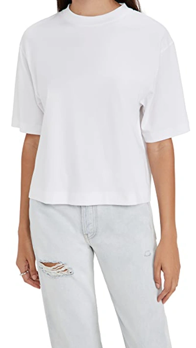 Vince Wide-sleeve Pima Cotton Crop Tee In Optic White