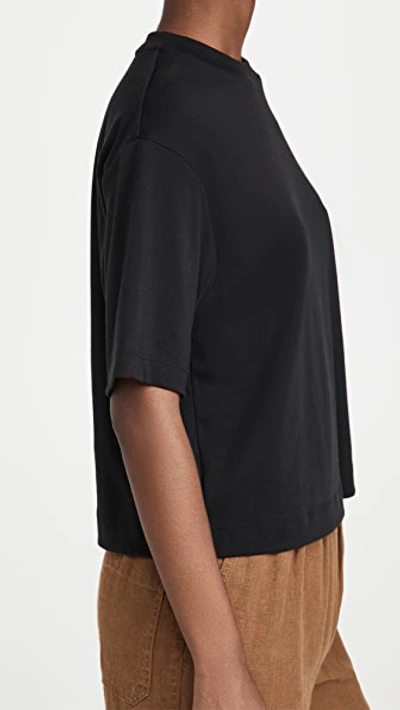 Vince Wide-sleeve Pima Cotton Crop Tee In Black