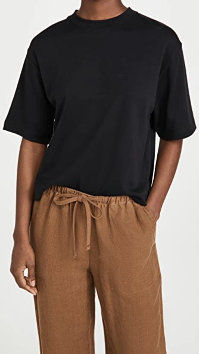 Vince Wide-sleeve Pima Cotton Crop Tee In Black