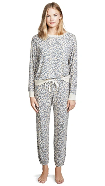 Honeydew Intimates Star Seeker Brushed Jersey Pajamas In Natural Leopard