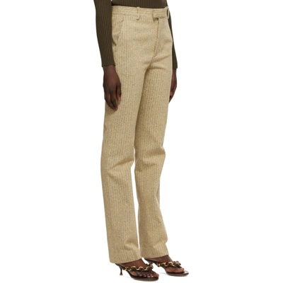 Shop Bottega Veneta Beige Bouclé Trousers In 1124 Black/beige