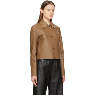 Shop Loewe Brown Leather Button Jacket In 3191 Brown