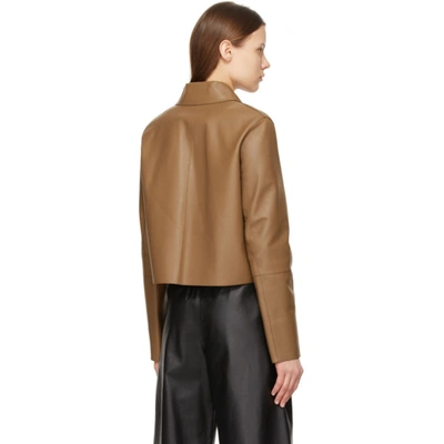 Shop Loewe Brown Leather Button Jacket In 3191 Brown