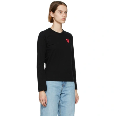 Shop Comme Des Garçons Play Black Layered Heart Long Sleeve T-shirt