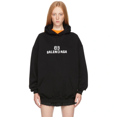 Shop Balenciaga Black Medium Fit Bb Pixel Hoodie In 1070 Black/white