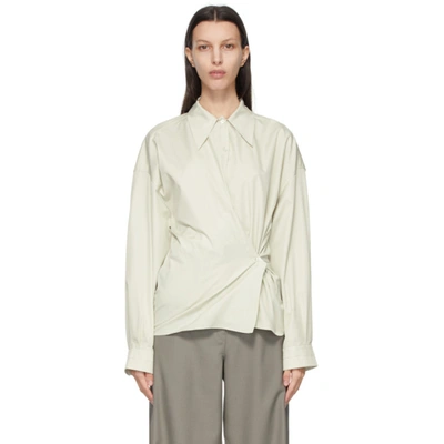 Shop Lemaire Green Twisted Shirt In 601 Light Sage
