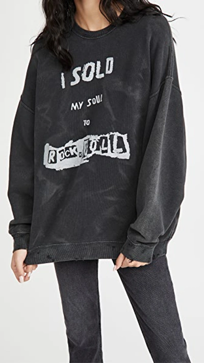 I Sold My Soul Distressed Oversize Sweatshirt In Acid Black