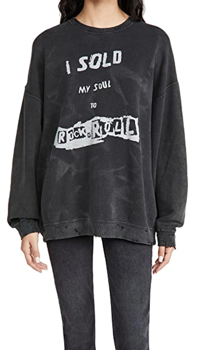 Shop R13 I Sold My Soul Oversized Crew Neck Sweatshirt In Acid Black
