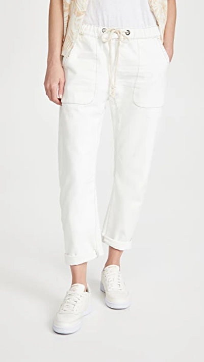 One Teaspoon Shabbies Drawstring Boyfriend Jeans In White Beauty/tan