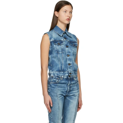 Shop Maison Margiela Blue Denim Vest In 961 Blu Den