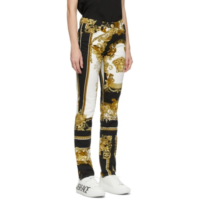 Shop Versace Black & Gold Medusa Renaissance Skinny Jeans In 5b070 Black