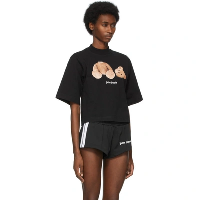 Shop Palm Angels Black Bear Cropped T-shirt In Black Brow