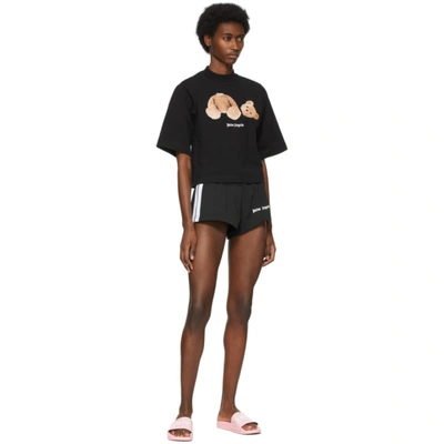 Shop Palm Angels Black Bear Cropped T-shirt In Black Brow