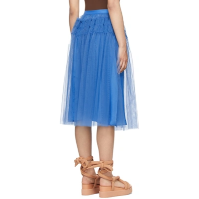 Shop Molly Goddard Blue Tulle Eryka Skirt