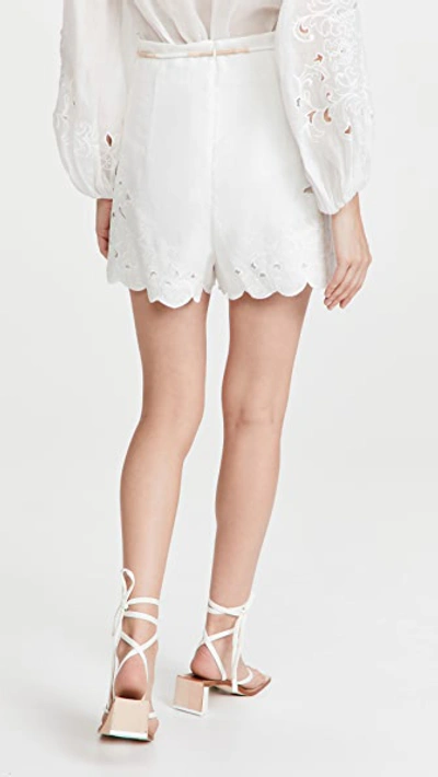 Shop Zimmermann Nina Embroidered Shorts