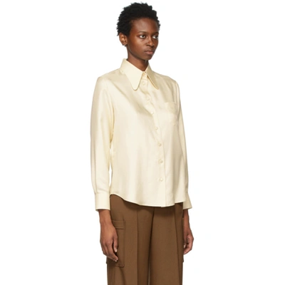 Shop Gucci Beige Silk Twill Shirt In 9200 Ivory