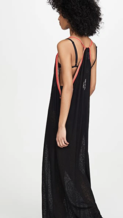 Pitusa Inca Cover-up Maxi Sundress In Black W/fuchsia