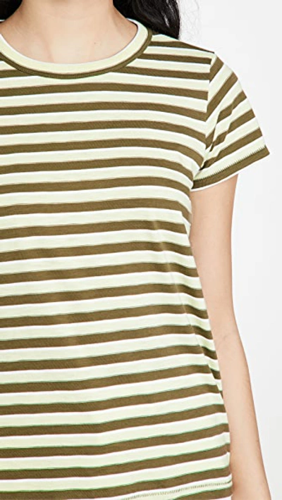 Shop Rag & Bone The Slub Striped Tee In Green Stripe