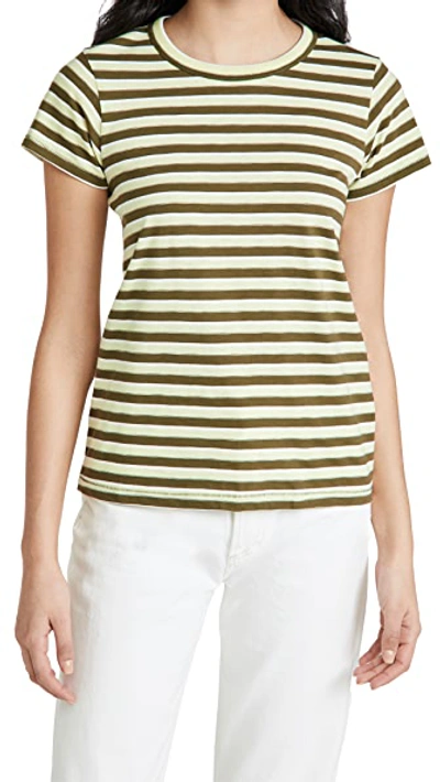 Shop Rag & Bone The Slub Striped Tee In Green Stripe