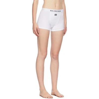 Shop Balenciaga White Logo Sports Boy Shorts In 9000 White