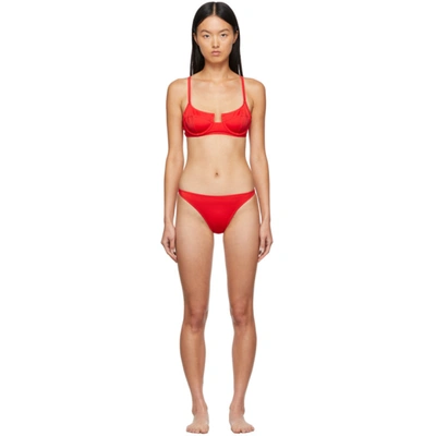 Shop Solid & Striped Red 'the Harley' Bikini In Ruby