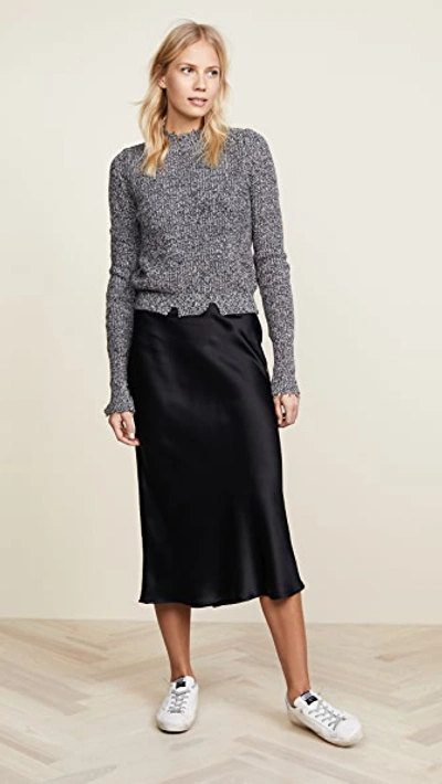 Anine Bing Iron-coloured Silk Skirt Bar In Black