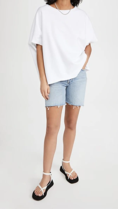 Frank & Eileen Funnel-neck Cotton Capelet Top In White