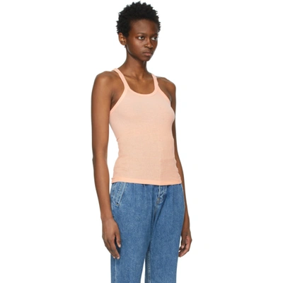 Shop Re/done Orange Hanes Edition Ribbed Tank Top In Faded Sorbe
