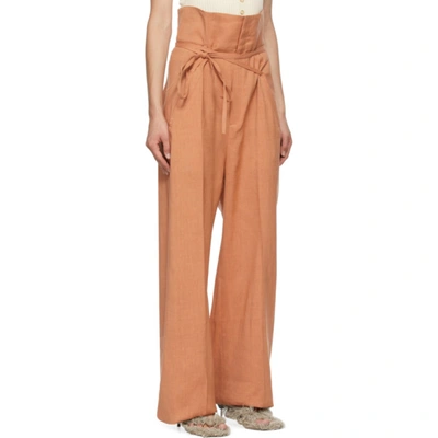 Shop Jacquemus Orange La Montagne 'le Pantalon Novio' Trousers In Terracotta