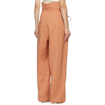 Shop Jacquemus Orange La Montagne 'le Pantalon Novio' Trousers In Terracotta