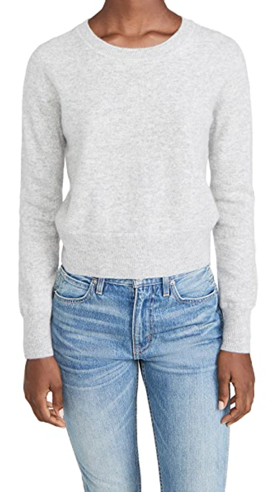 Shop Naadam Long Sleeve Crop Cashmere Pullover In Cement