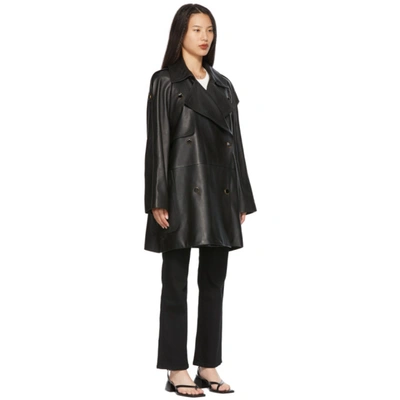 Shop Khaite Black Leather 'the Eden' Trench Coat In 200 Black