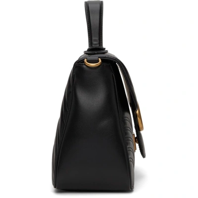 Shop Gucci Black Small Gg Marmont Top Handle Bag In 1000 Nero/nero