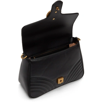 Shop Gucci Black Small Gg Marmont Top Handle Bag In 1000 Nero/nero