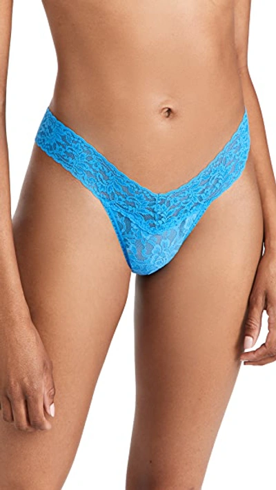 Shop Hanky Panky Signature Lace Low Rise Thong In Laguna Blue