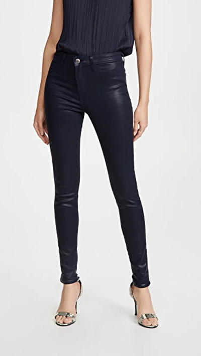 Shop L Agence Marguerite High Rise Coated Skinny Jeans Navy Coated