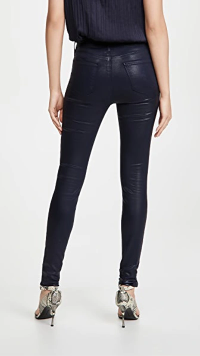 Shop L Agence Marguerite High Rise Coated Skinny Jeans Navy Coated