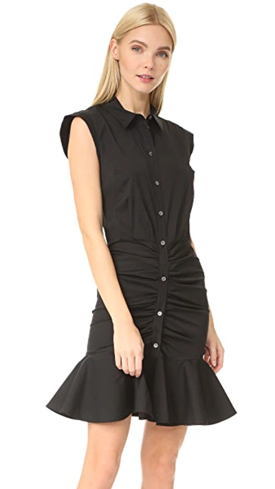 Shop Veronica Beard Ruched Shirtdress Black