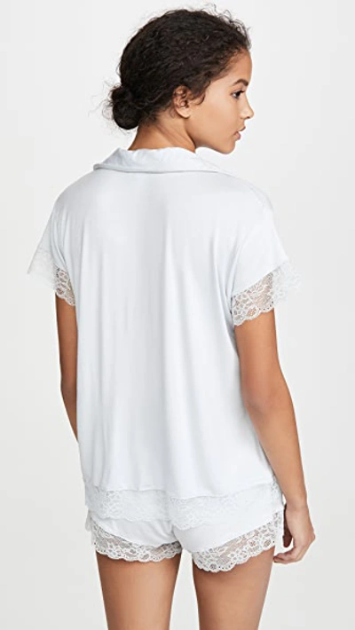 Eberjey Malou Lace-trim Short Pajama Set In Water Blue