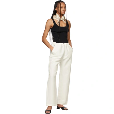 Shop Totême White Stretch Linen Lounge Pants In City White