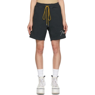 Shop Rhude Black Logo Sweat Shorts In 0372 Black