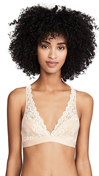 Shop Wacoal Embrace Lace Soft Cup Bra In Natural Tan/ivory