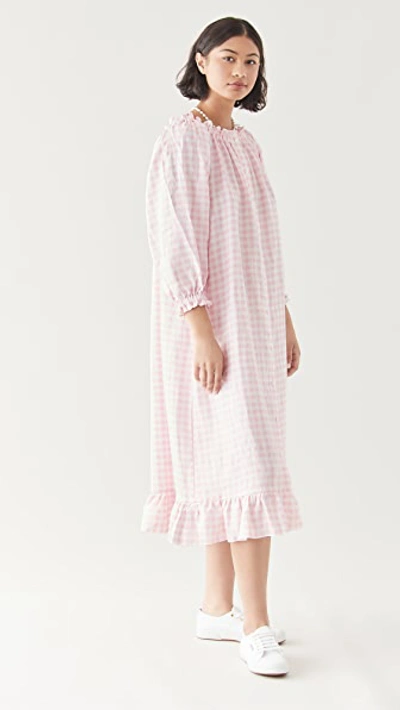 Shop Sleeper Loungewear Dress In Pink & White