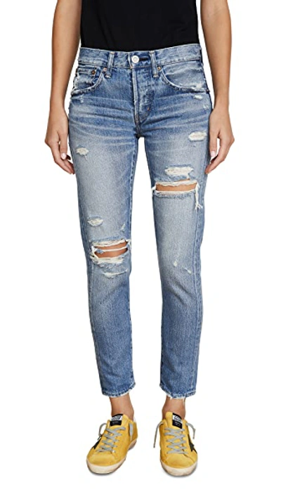 Shop Moussy Vintage Bowie Tapered Jeans In Blue