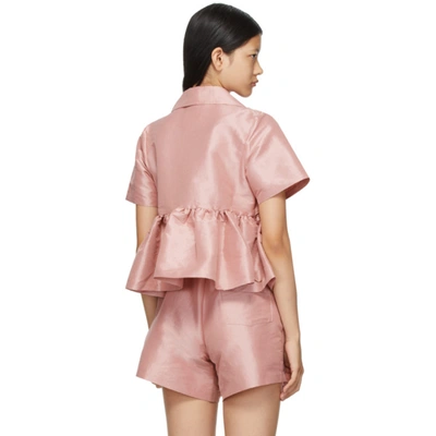 Shop Kika Vargas Pink Taffeta Angela Short Sleeve Shirt