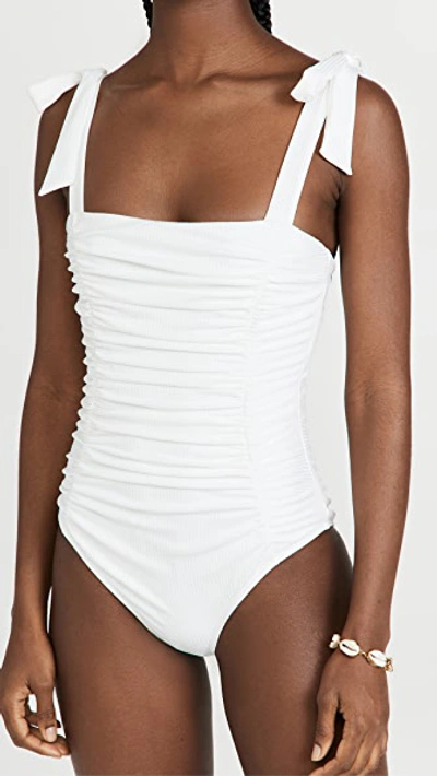 Minkpink Constance Ruched One Piece Swimsuit In White