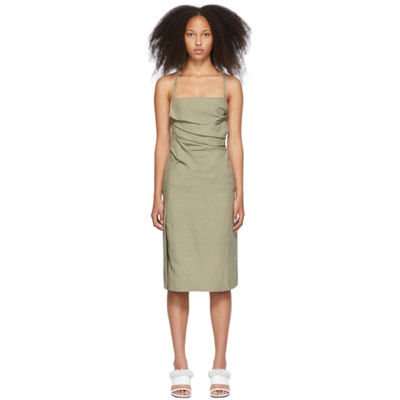 Shop Jacquemus Green 'la Robe Laurier' Dress In Sage Green