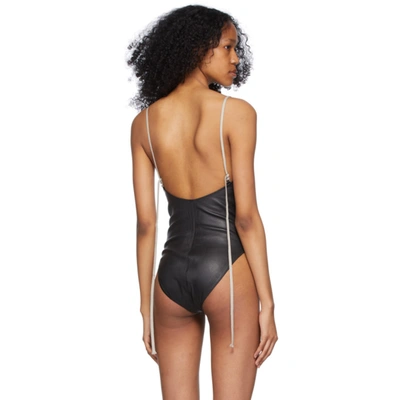 Shop Rick Owens Black Leather Sally Bodysuit In 09 Black